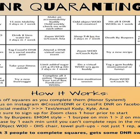 April Bingo Challenge - CrossFit DNR, Fort Collins