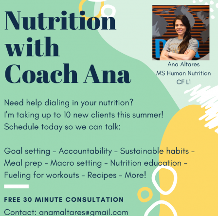 CrossFit DNR Fort Collins CO Coach Ana Nutrition consult