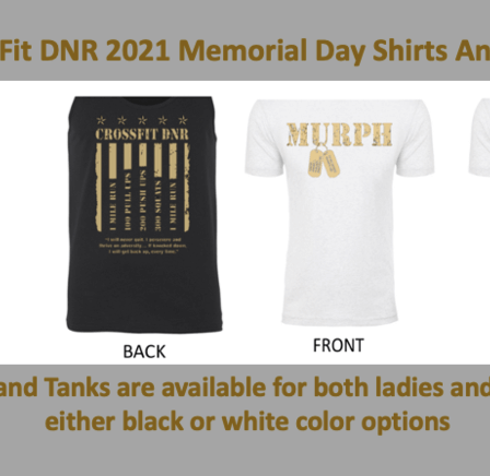 CrossFit DNR 2020 Memorial Day Murp Shirts:Tanks Fort Collins Colorado