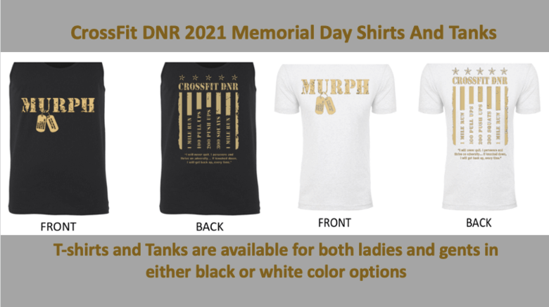 CrossFit DNR 2020 Memorial Day Murp Shirts:Tanks Fort Collins Colorado