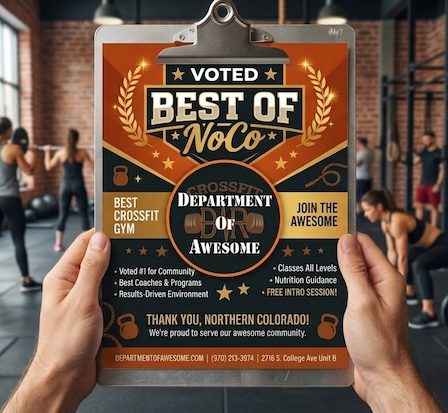CrossFit DNR Best Gym In Fort Collins Voted Best CrossFit Gym In Northern Colorado, Best Coaches, Best Athletes, Best Facility, Best Programming, Locker Rooms, Showers, InBody Scan, Nutrition Coaching, Bodybuilding, Power Lifting, Olympic Lifting, HITT, Hyrox, 24 hour access